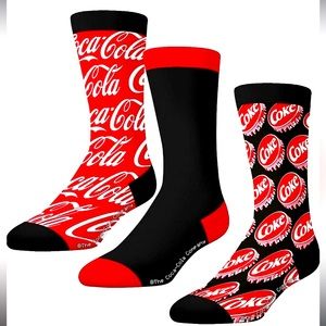 CRAZYBOXER Socks Coca- Cola Logo and Lid Crew Socks (3 Pack)